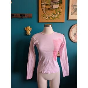 Vintage Y2K Oneill Snowboarding Long Sleeve Baby Tee Pastel Pink